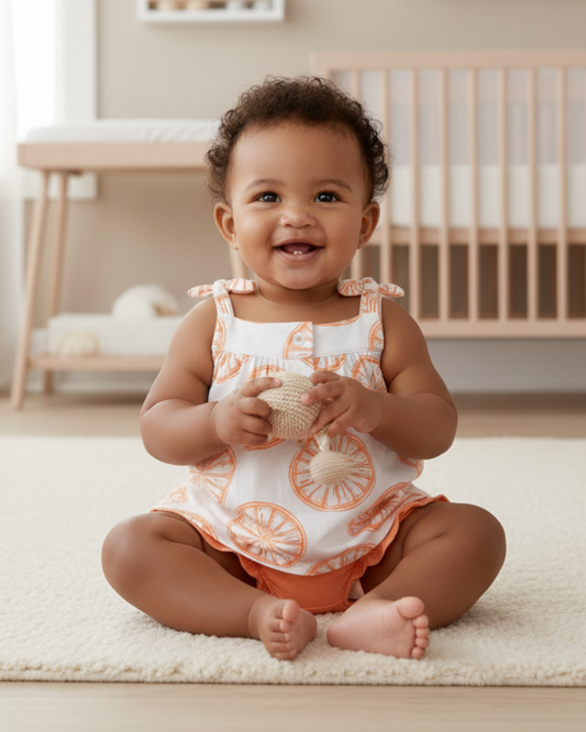 🍊 Carter’s Baby Girl 3-Piece Citrus Punch Summer Set – Peach & Orange