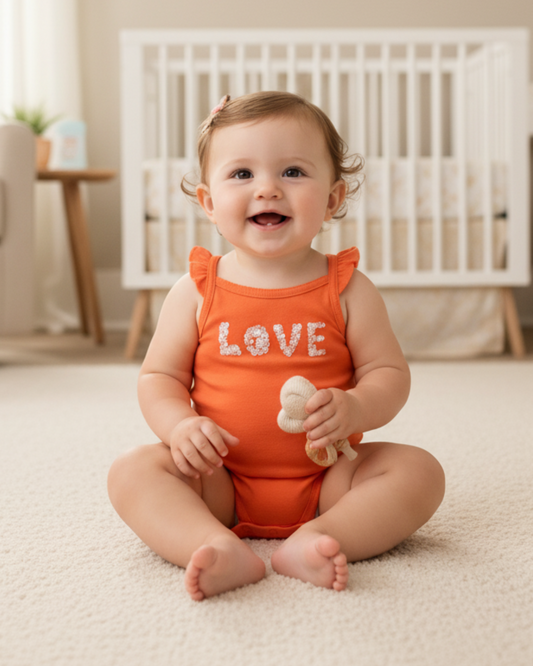 🍊 Carter’s Original Baby Girl Sleeveless Bodysuits – Coral Tropical Fruit (5-Pack)