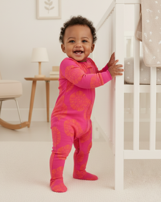 🌺 Carter’s Baby Girl Fuchsia Tropical Floral Cotton Sleep & Play – Hawaii Vibes