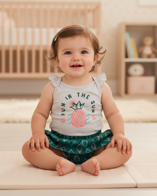 🍍 Carter’s Baby Girl 2-Piece "Fun in the Sun" Set – Heather Grey & Teal