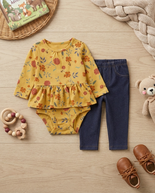 🌸 Baby Girl "Autumn Fields" All-Carter’s Value Pack – 3-Piece Boutique Collection