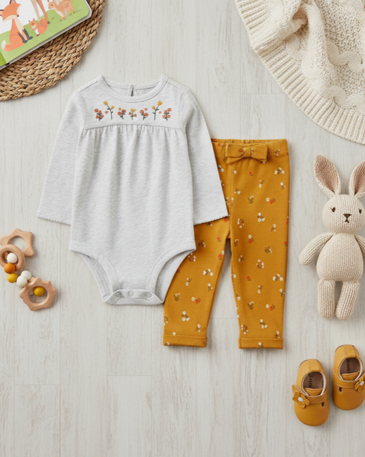 🌸 Baby Girl "Autumn Fox" All-Carter’s Value Pack – 3-Piece Boutique Collection