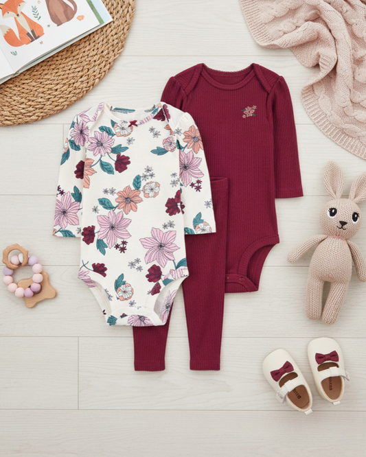 🌸 Baby Girl "Floral Berry" All-Carter’s Value Pack – 9-Piece Boutique Mega Collection