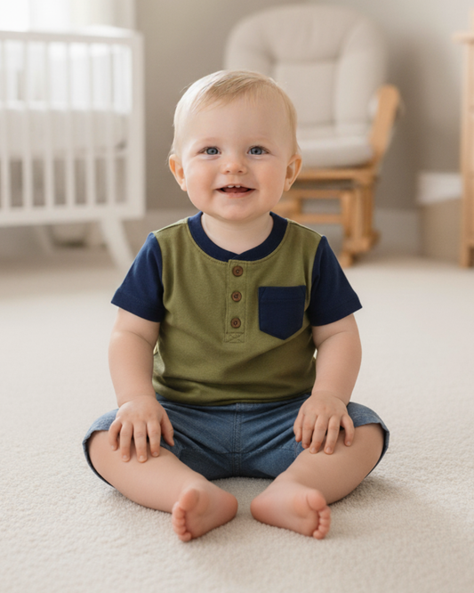 🐯 Carter’s Baby Boy 3-Piece Safari Explorer Summer Set – Olive, Navy & Tigers
