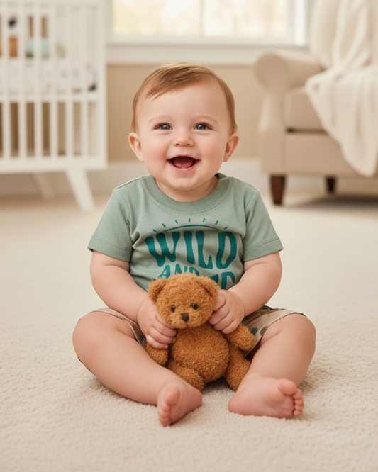 🌿 Carter’s Baby Boy 3-Piece "Wild and Free" Summer Set – Sage, Grey & Camo