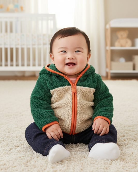 🌲 Carter’s Baby Boy 3-Piece "Rustic Ranger" Sherpa Set – Green, Beige & Stripe