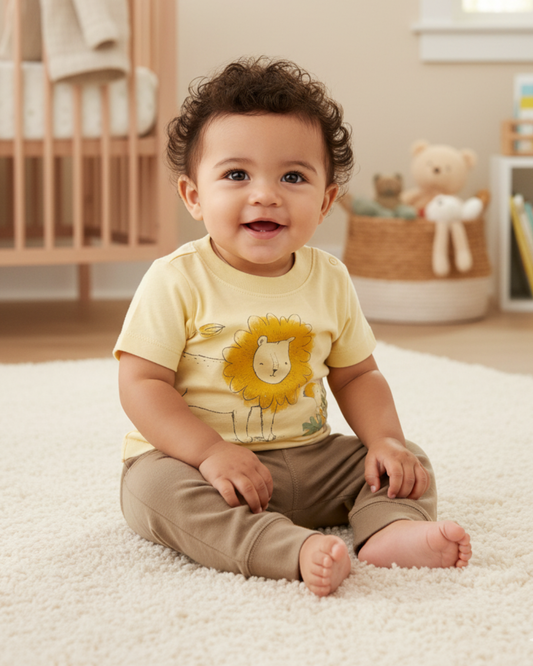 🦁 Carter’s Baby Boy 3-Piece "King of the Jungle" Set – Mustard & Mint