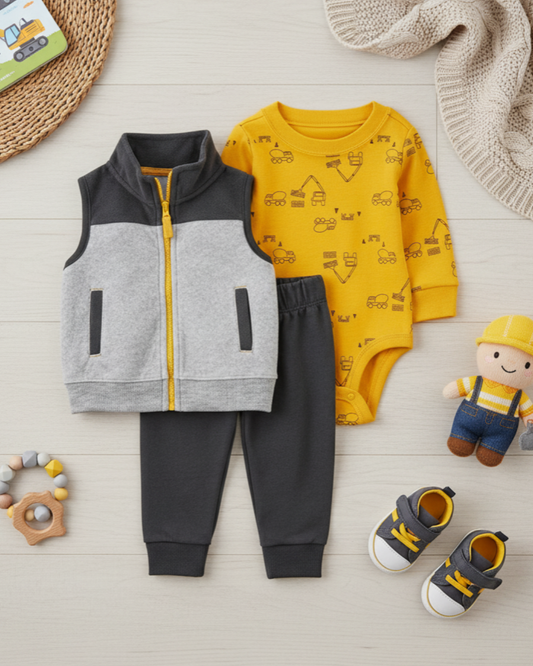 💙 Baby Boy "Little Builder" All-Carter’s Value Pack – 7-Piece Boutique Collection