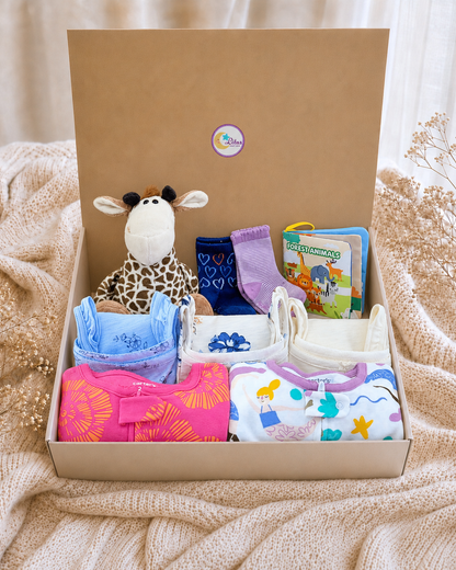 🦒 Original Carter’s Baby Girl "Sleepy Safari" Baby Box – 9-Piece Baby Essentials Collection