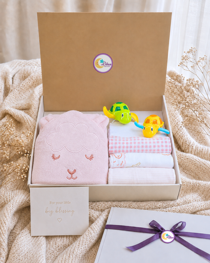 🛁 Baby Girl "Little Lamb" Premium Bath Time Set – 6-Piece Carter’s Essentials Collection