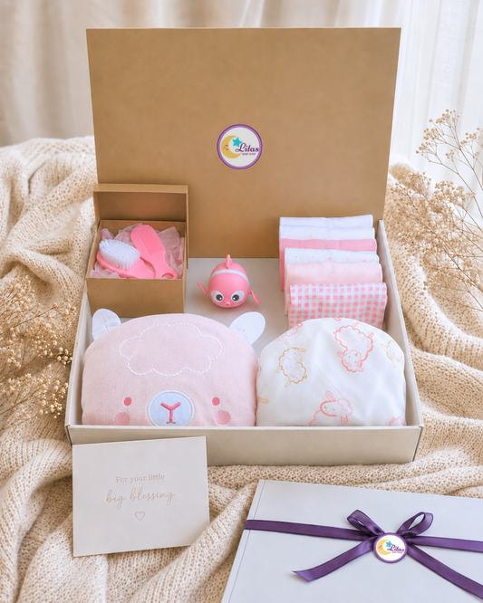 🛁 Carter’s Baby Girl "Bath Time Bliss" Deluxe Gift Box – 10-Piece Sheep Collection