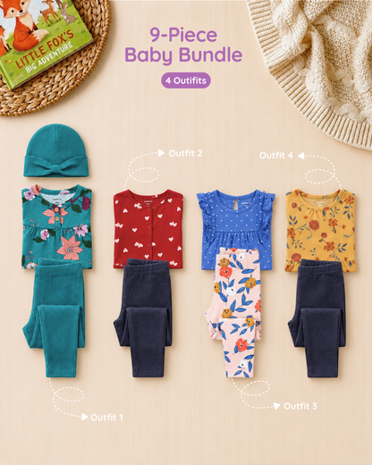 🍁Original Carter’s Baby Girl "Golden Garden" 9-Piece Baby Bundle