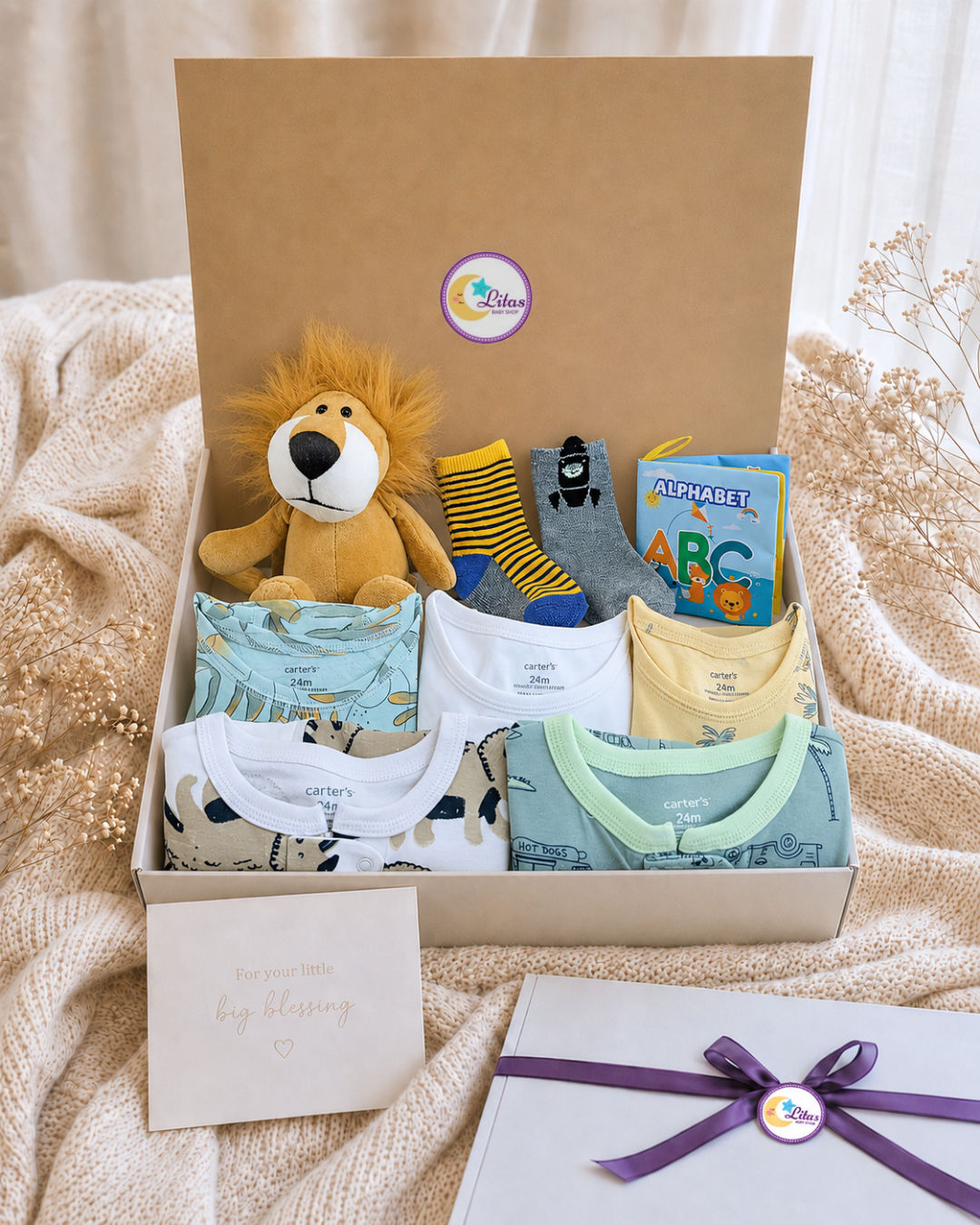 🦁 Carter’s Baby Boy "Safari King" Deluxe Gift Box – 9-Piece Adventure Collection