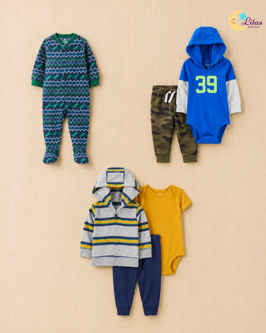 💙 Baby Boy "Varsity Explorer" All-Carter’s Value Pack – 6-Piece Boutique Collection