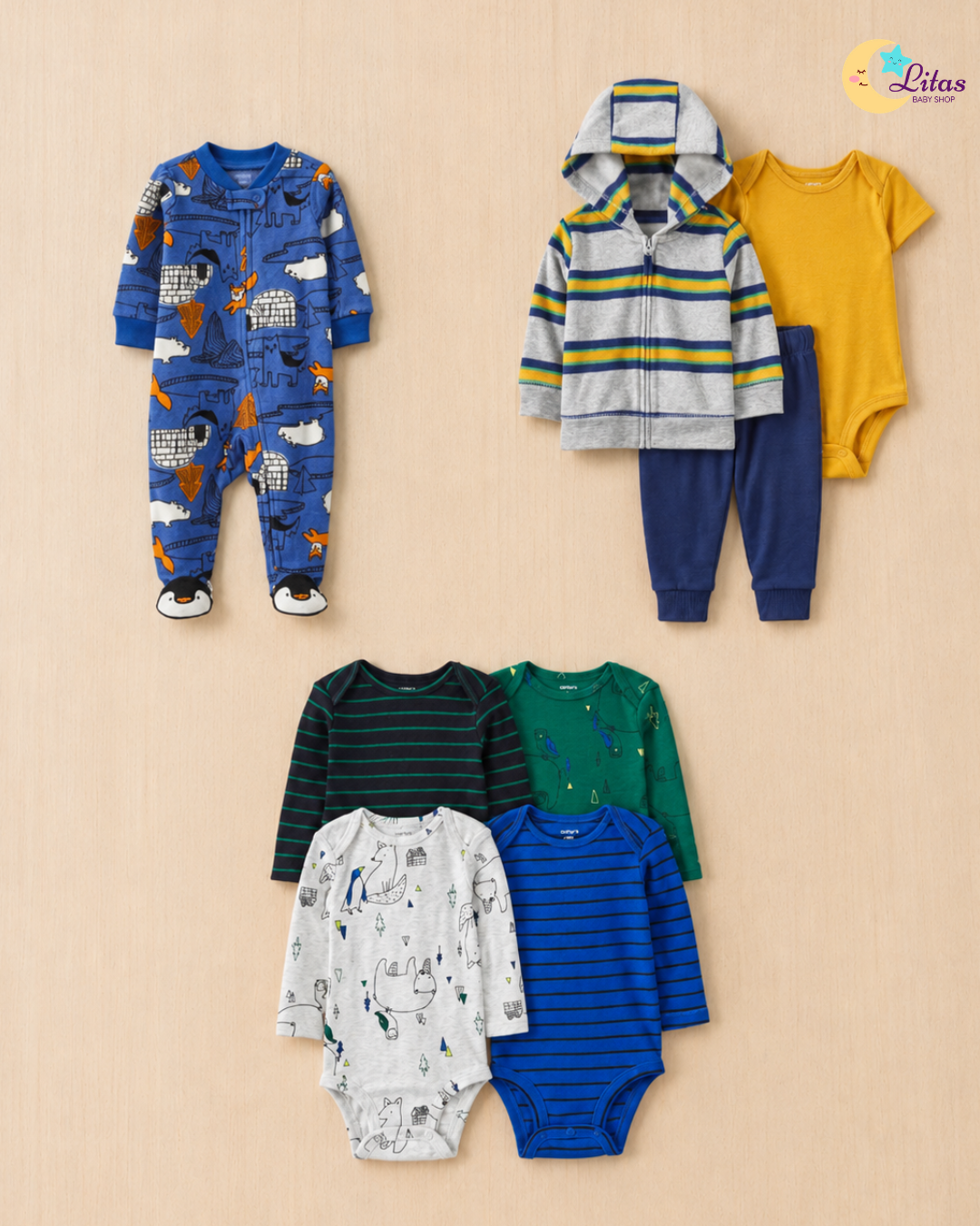 💙 Baby Boy "Polar Friends" All-Carter’s Value Pack – 8-Piece Boutique Collection