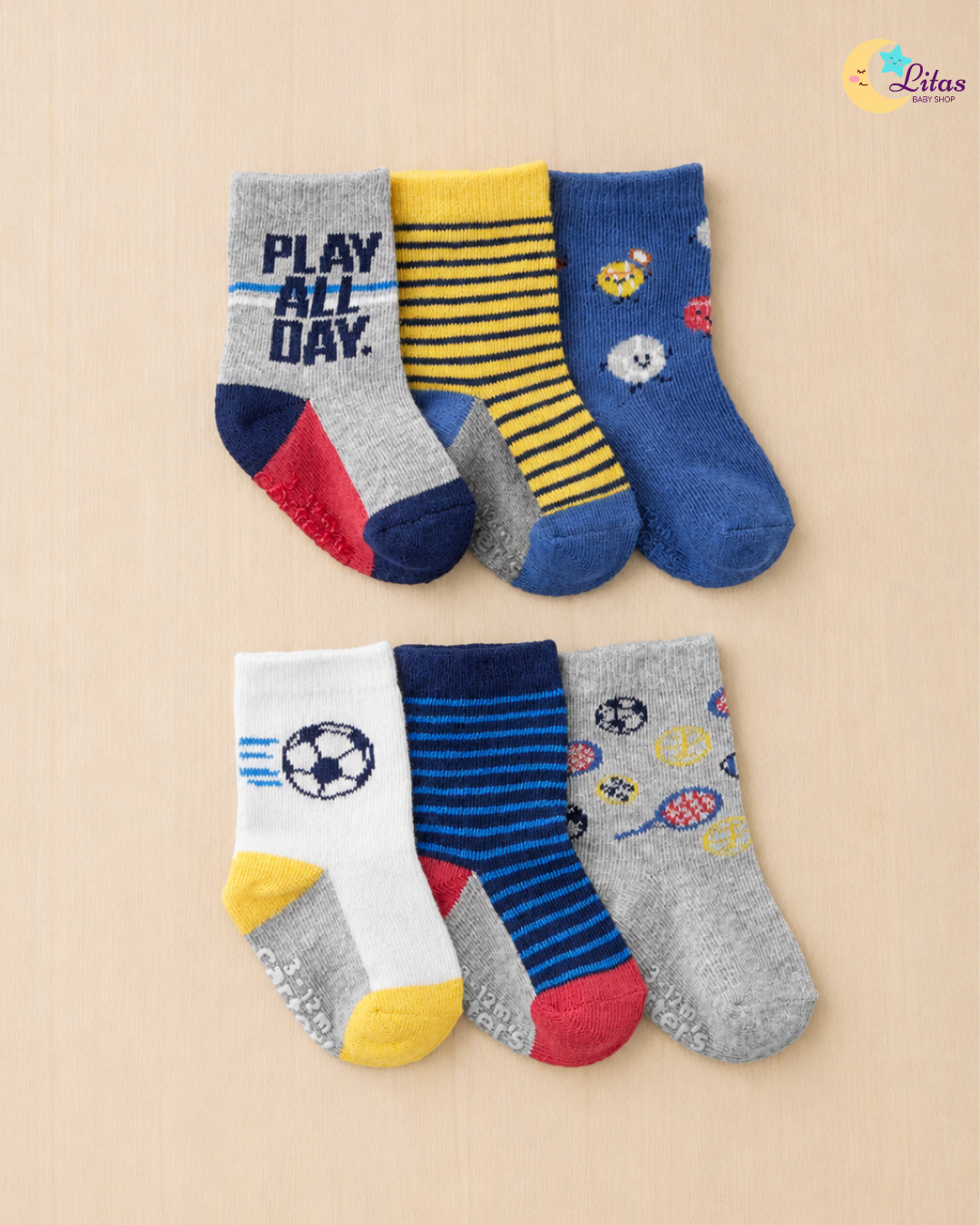 ⚽ Carter's Baby Boy 6-Pack Socks – Play All Day & Sports