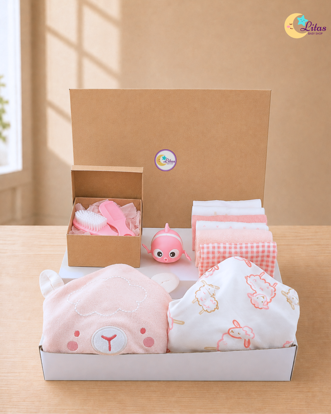 🛁Original Carter’s Baby Girl "Bath Time Bliss" Deluxe Box – 10-Piece Sheep Collection