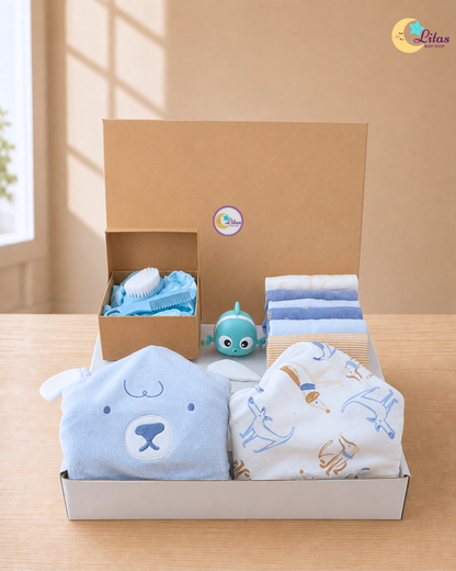 🛁Original Carter’s Baby Boy "Bath Time Bliss" Deluxe Box – 10-Piece Puppy Collection