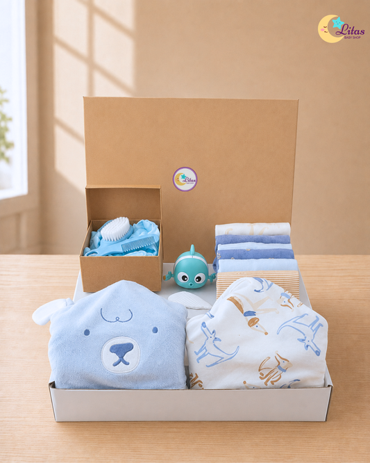 🛁Original Carter’s Baby Boy "Bath Time Bliss" Deluxe Box – 10-Piece Puppy Collection