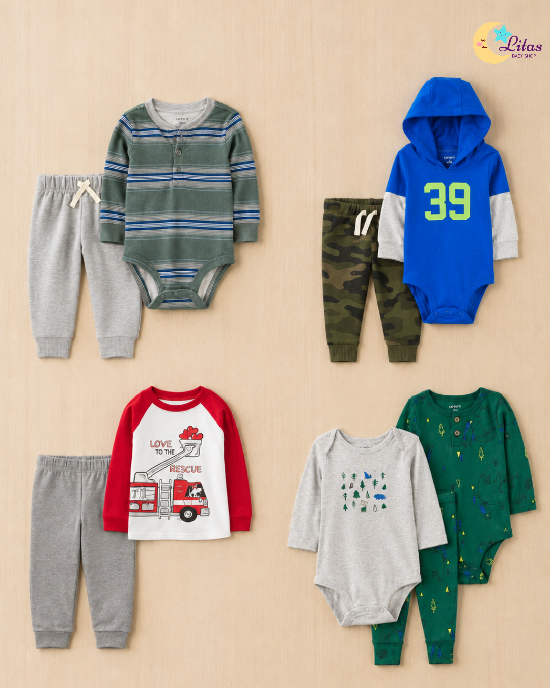 🚒Original Carter’s Baby Boy "Rescue Team Adventure" 9-Piece Baby Bundle