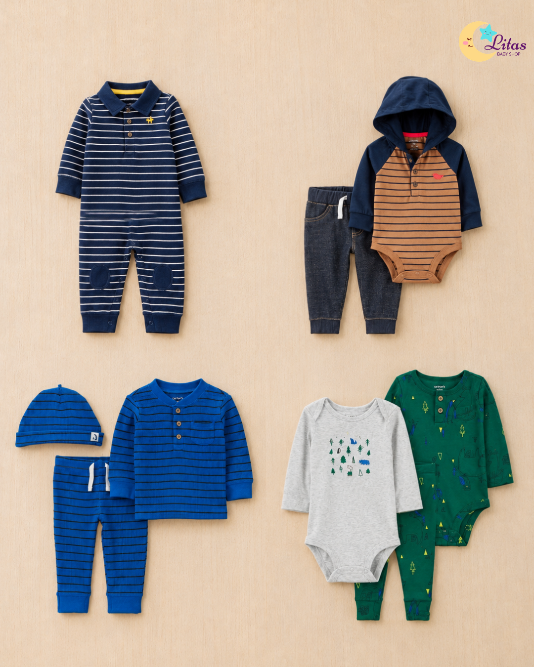 🌲 Original Carter’s Baby Boy "Forest Trails" 9-Piece Baby Bundle