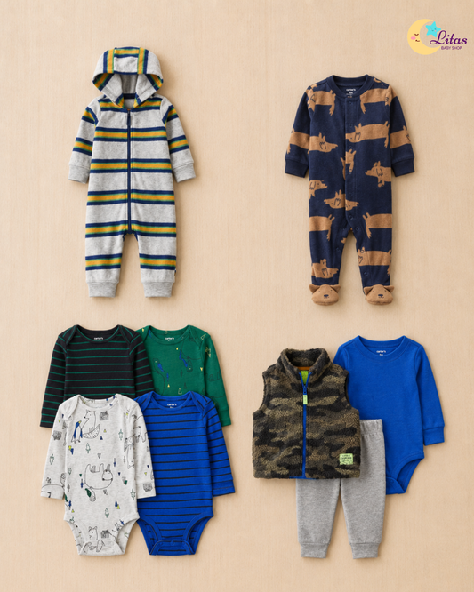 💙 Baby Boy "Dachshund & Dino" All-Carter’s Value Pack – 9-Piece Boutique Collection