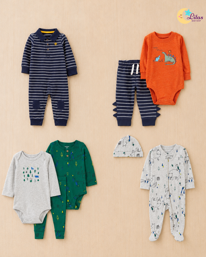 🦖 Original Carter’s Baby Boy "Little Explorer" 8-Piece Baby Bundle