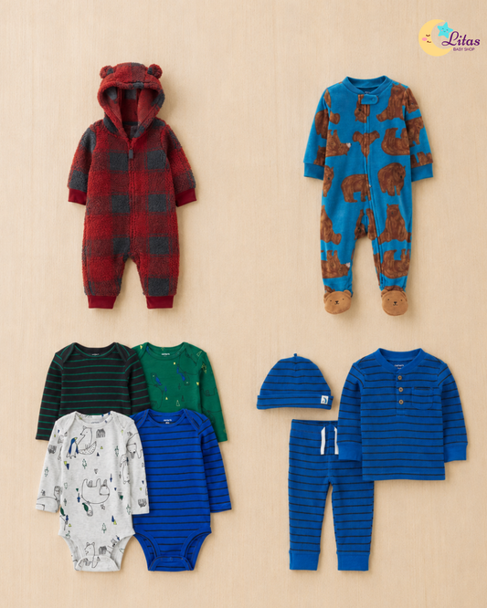 💙 Baby Boy "Lumberjack Hearth" All-Carter’s Value Pack – 9-Piece Boutique Collection