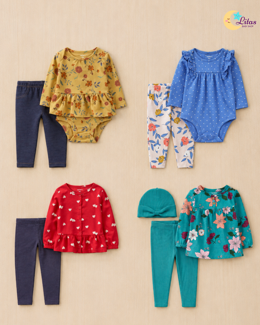 🍁Original Carter’s Baby Girl "Golden Garden" 9-Piece Baby Bundle