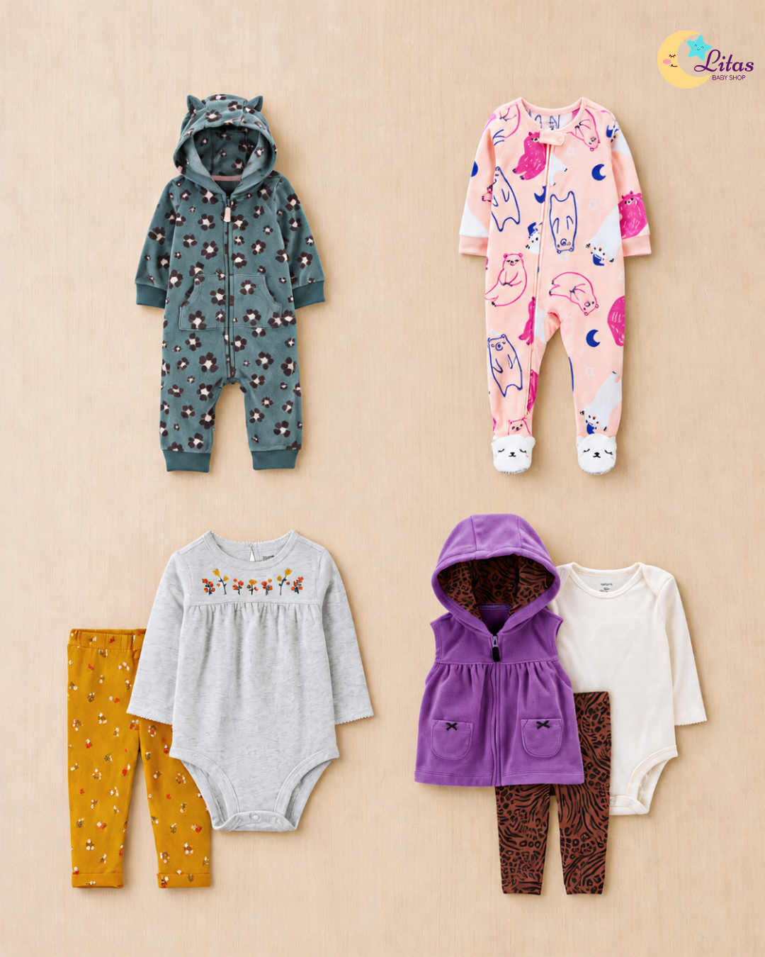 🌸 Baby Girl "Winter Bloom" All-Carter’s Value Pack – 7-Piece Boutique Collection