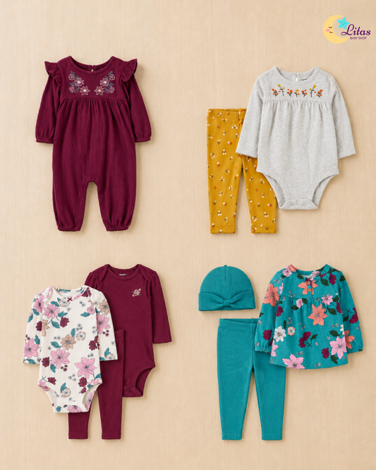 🌼 Original Carter’s Baby Girl "Wildflower Wishes" 9-Piece Baby Bundle