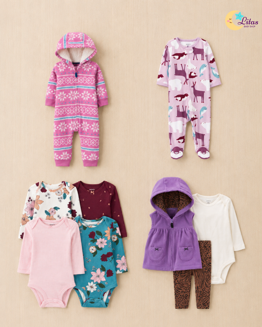 🌸 Baby Girl "Arctic Blooms" All-Carter’s Value Pack – 9-Piece Boutique Collection