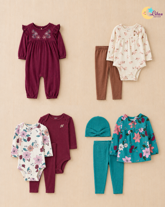 🌷 Original Carter's Baby Girl "Blooming Wishes" 9-Piece Baby Bundle