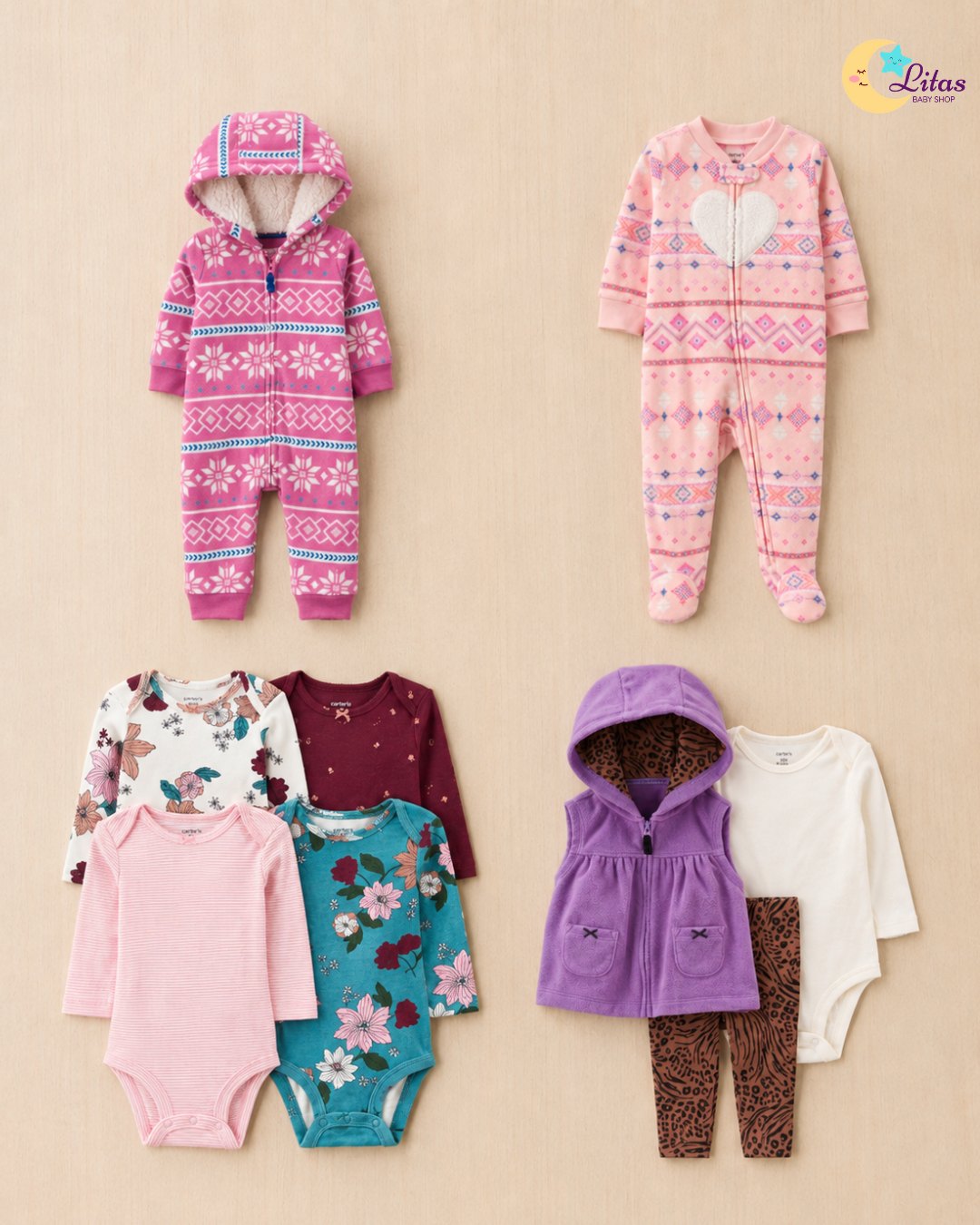 🌸 Baby Girl "Nordic Heart" All-Carter’s Value Pack – 9-Piece Boutique Collection