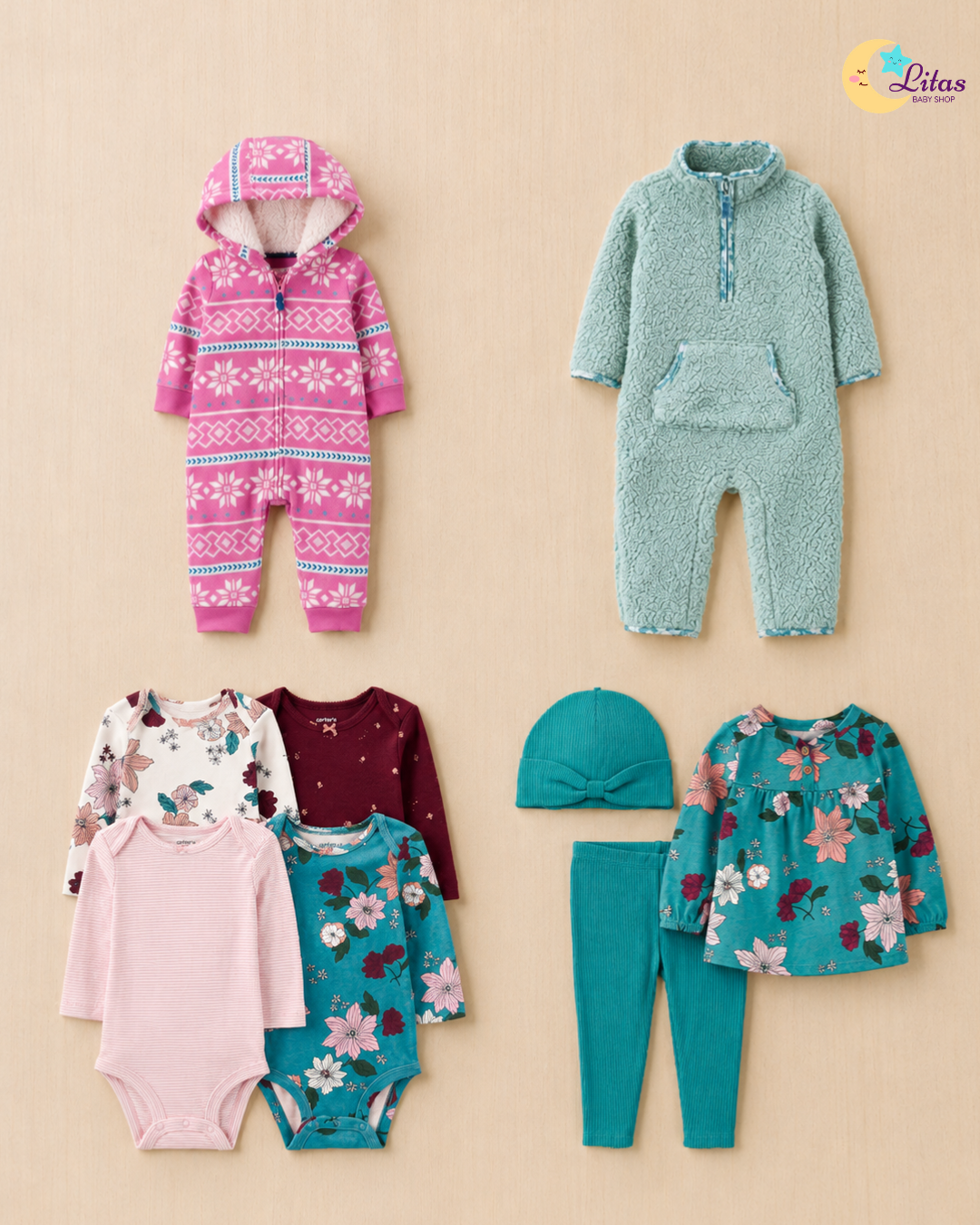 🌸 Baby Girl "Floral Frost" All-Carter’s Value Pack – 9-Piece Boutique Collection