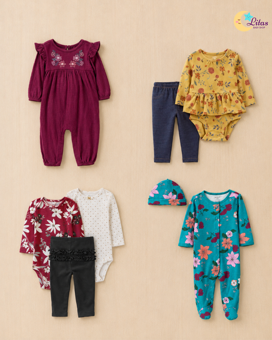 🌸 Original Carter’s Baby Girl "Little Wildflower" 8-Piece Baby Bundle