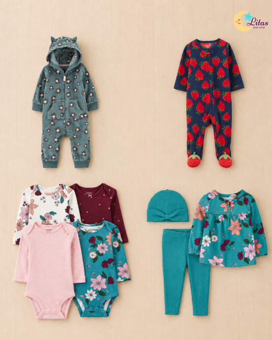 🌸 Baby Girl "Strawberry Fields" All-Carter’s Value Pack – 9-Piece Boutique Collection
