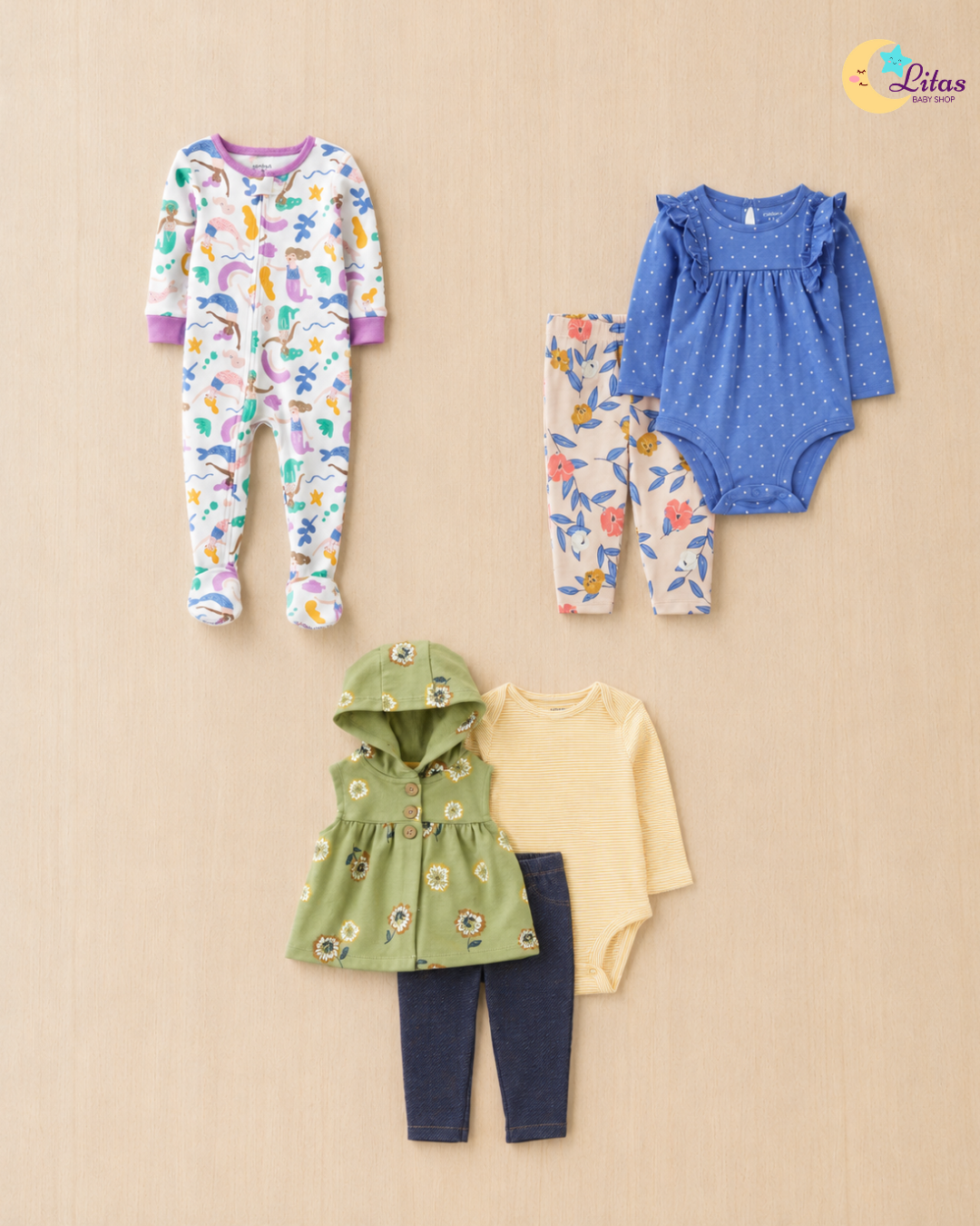 🌸 Baby Girl "Meadow Magic" All-Carter’s Value Pack – 6-Piece Boutique Collection