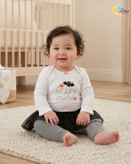 🎃 Carter’s Baby Girl 2-Piece Halloween Bodysuit & Black Tutu Leggings Set