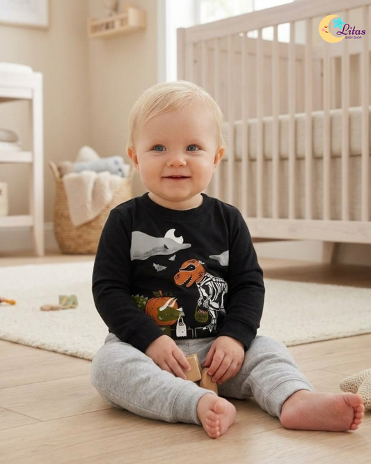 🦖 Carter’s Baby Boy 2-Piece Halloween Dinosaur Top & Pants Set