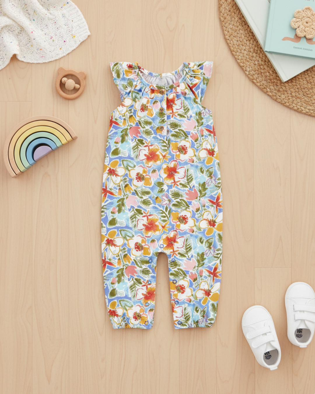 🌺 Carter’s Baby Girl Tropical Floral Romper – Bright Summer Bloom
