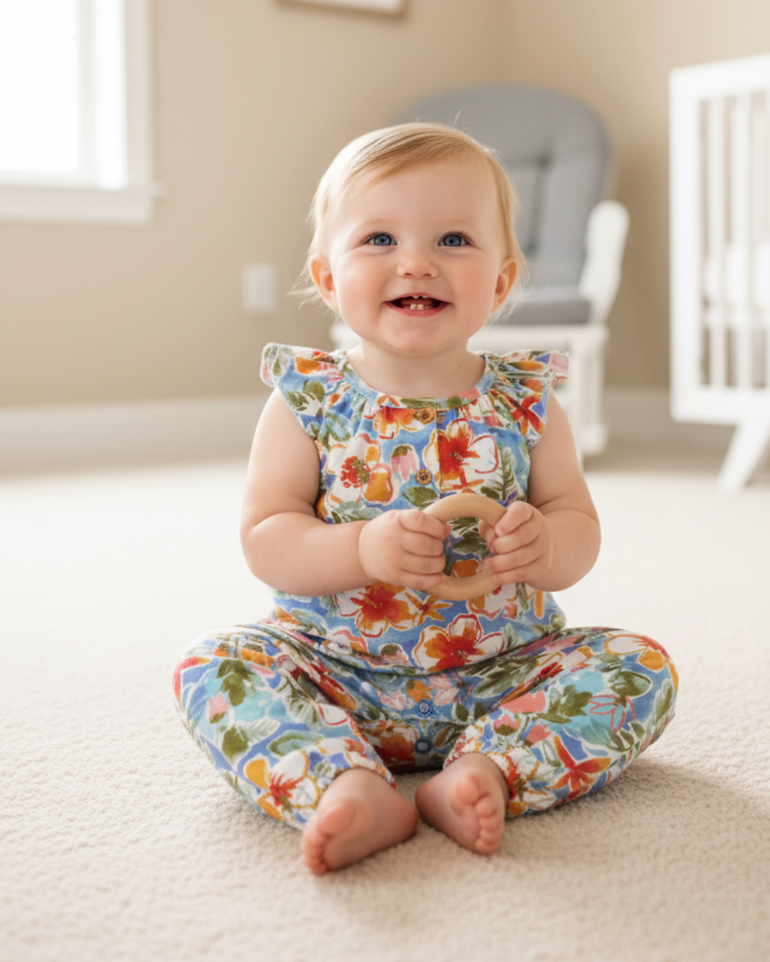 🌺 Carter’s Baby Girl Tropical Floral Romper – Bright Summer Bloom