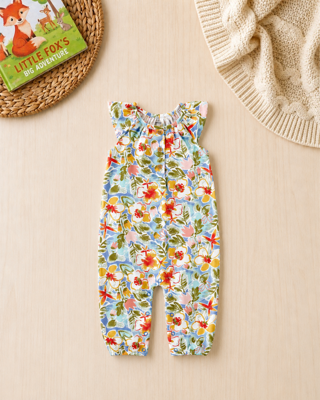 🌺Original Carter's Baby Girl Tropical Floral Romper – Bright Summer Bloom