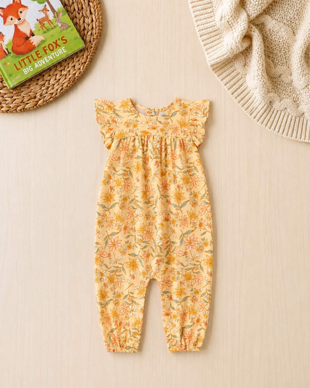 🌼Original Carter's Baby Girl Golden Garden Romper – Floral & Dragonfly Style