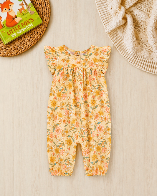 🌸 Carter’s Baby Girl Golden Garden Romper – Floral & Dragonfly Style