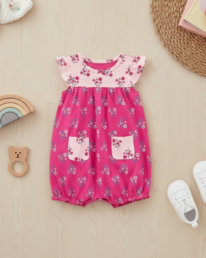 🌸 Carter’s Baby Girl Garden Floral Romper – Mixed Pink & Berry Style