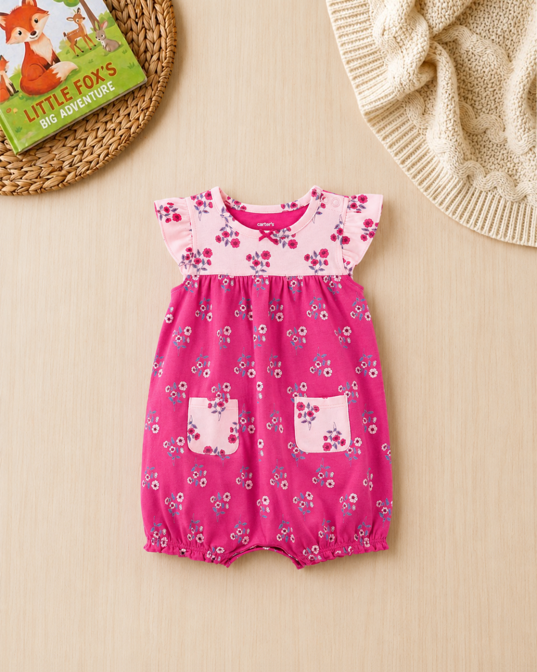 🌸Original Carter's Baby Girl Garden Floral Romper – Mixed Pink & Berry Style