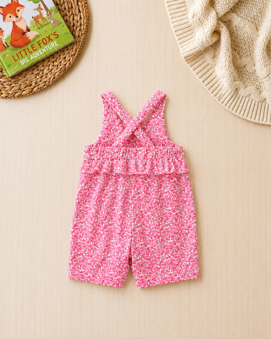 🌸Original Carter’s Baby Girl Floral Cross-Back Romper – Fuchsia Pink