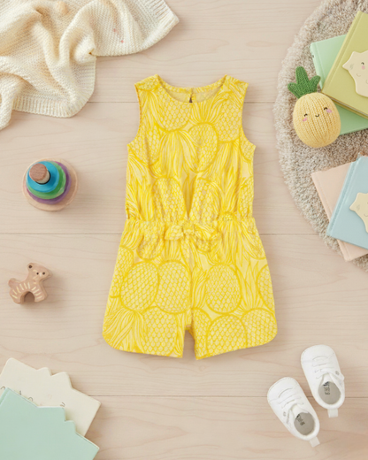 🍍 Carter’s Baby Girl Pineapple Fruit Romper – Sun-Yellow Summer Style
