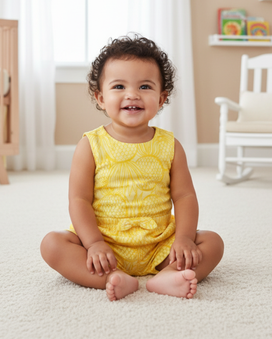 🍍 Carter’s Baby Girl Pineapple Fruit Romper – Sun-Yellow Summer Style